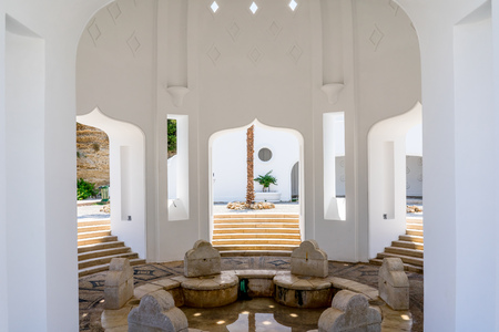 The beautiful buildings at Kalithea Springs designed by Pietro Lombardi in the 1930s, Rhodes Island Greece Europeのeditorial素材