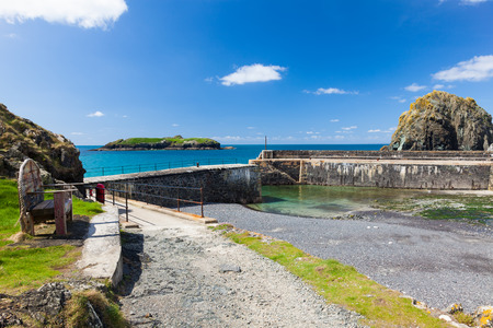 Historic harbour at Mullion Cove in Mounts Bay  Cornwall England UK Europeの写真素材
