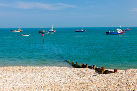 The shingle beach at Selsey Bill West Sussex England UK Europeの写真素材