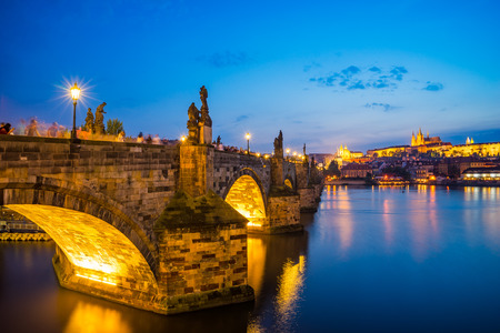 Views of the River Vltava, Charles Bridge and the Castle beyond. Prague Czech Republic Europeのeditorial素材