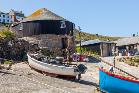 Small fishing boats in the harbour at Sennen Cove Cornwall England UK Europe