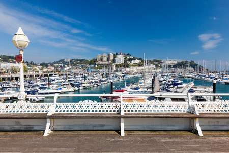 TORQUAY, UNITED KINGDOM - 7th of May 2016 - Summer at Torquay Harbour & Marina Devon England UK a popular tourist destinationのeditorial素材