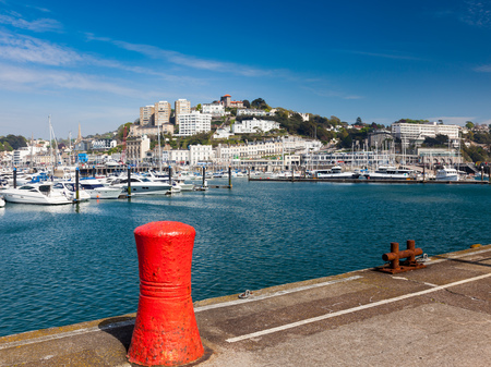TORQUAY, UNITED KINGDOM - 7th of May 2016 - Summer at Torquay Harbour & Marina Devon England UK a popular tourist destinationのeditorial素材