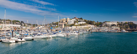 TORQUAY, UNITED KINGDOM - 7th of May 2016 - Summer at Torquay Harbour & Marina Devon England UK a popular tourist destinationのeditorial素材
