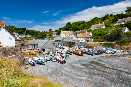 The picture postcard village of Cadgewith Cornwall England UK Europeの写真素材