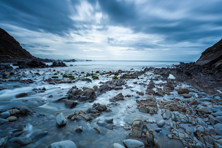 Winters day on the rugged Duckpool Beach Cornwall England UK Europe