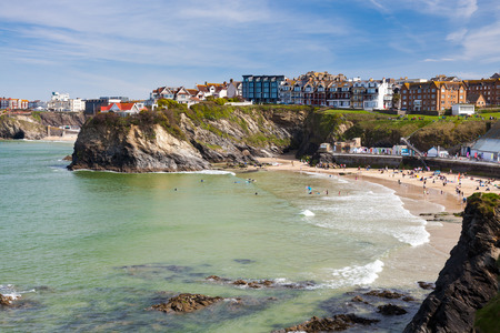 Overlooking Towan Beach at Newquay Cornwall England UK Europeのeditorial素材