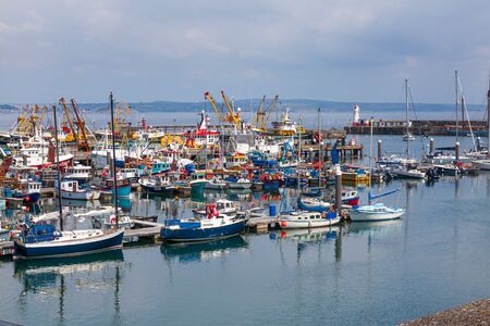 NEWLYN, CORNWALL, ENGLAND - JULY 14th, 2019: Newlyn Harbour Cornwall England UK and important fishing port on the Cornish Coast UKのeditorial素材