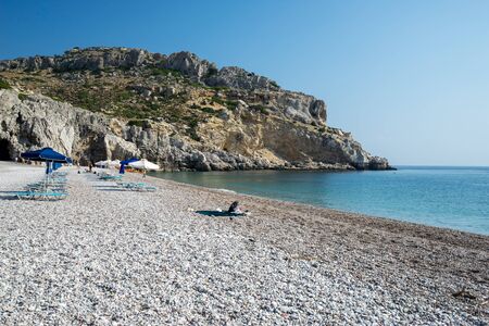 Beautiful summers day on Traounou Beach Rhodes Greece Europe