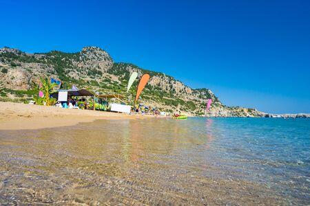 Beautiful sunny day at Tsambika Beach  on the Island of Rhodes Rodos Greece Europeの写真素材