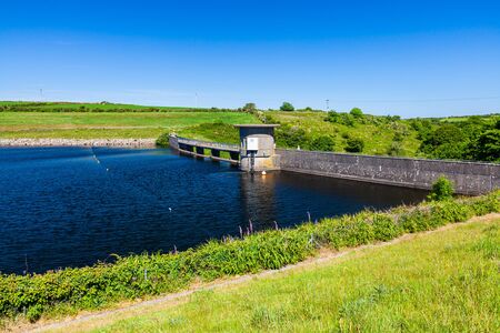 Dam at Drift Reservoir supplies water to much of West Cornwall England UK Europeの写真素材