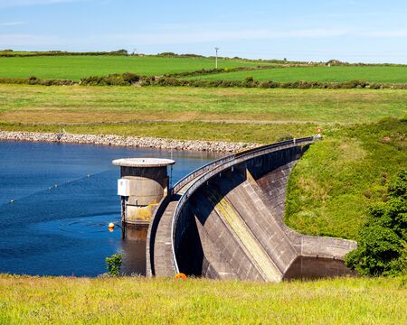 Dam at Drift Reservoir supplies water to much of West Cornwall England UK Europe