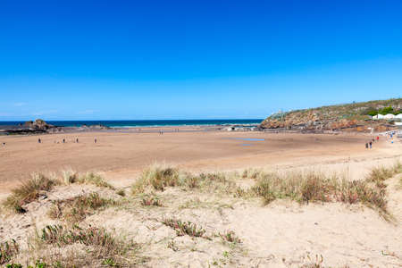 Golden sand Summerleaze Beach Bude Cornwall England UKの写真素材