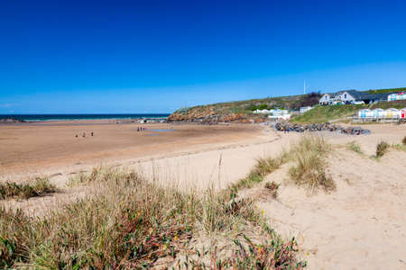 Golden sand Summerleaze Beach Bude Cornwall England UKの写真素材