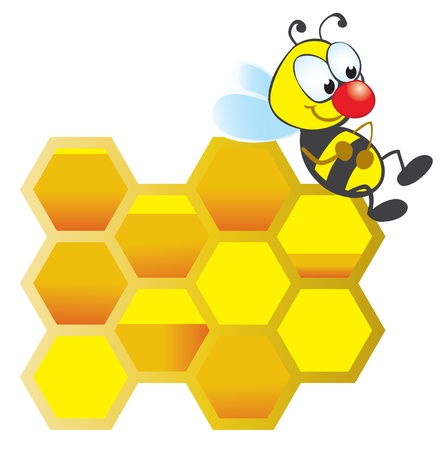 Resting bee and honeycomb with honeyのイラスト素材