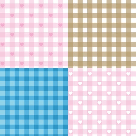 Four seamless background separated by layers. Cell and heartsのイラスト素材