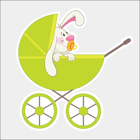 Rabbit in the baby carriage.  のイラスト素材