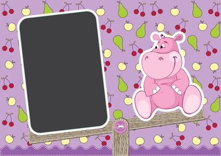 Baby Hippo on the swingのイラスト素材