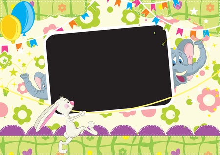 Circus party for babies  Children Frame for baby photo album All objects are located on separate layers White space for your text is easy to remove, disable delete this layer のイラスト素材