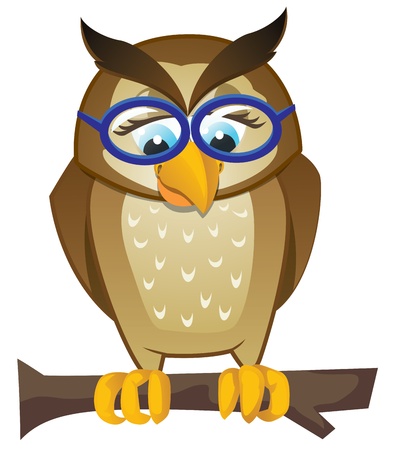 Owl on branch with glassesのイラスト素材