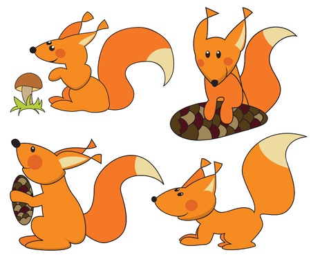 Four fun squirrelsのイラスト素材