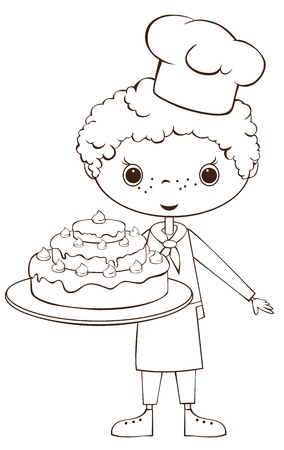 Outline illustration - Scullion with cakeのイラスト素材