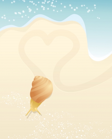 Snail and heart on the beach.
EPS10. Contains transparent objects used for speckles drawingのイラスト素材