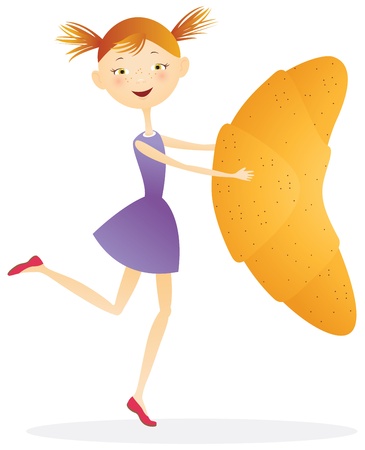 Girl with croissantsのイラスト素材