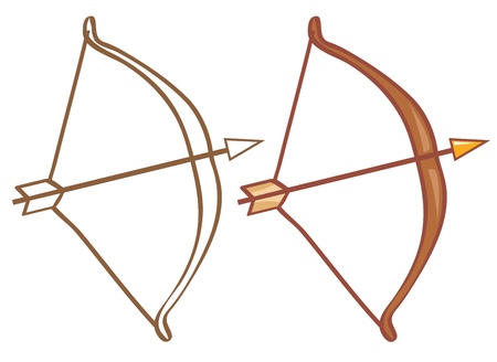 Bow and arrow. Color and contour illustrationのイラスト素材