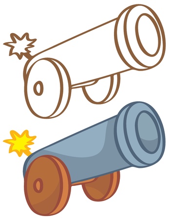 Shooting gun. Color and contour illustrationのイラスト素材