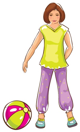 Sketch of girl with ballのイラスト素材