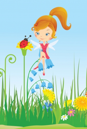Fairy on meadowのイラスト素材