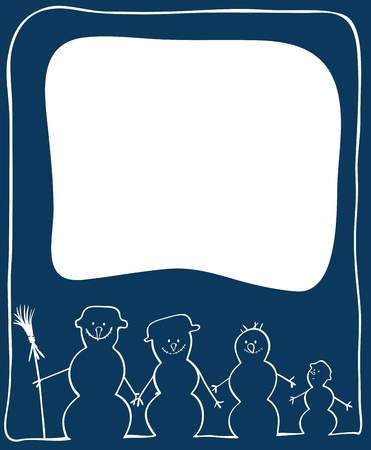 Christmas card with snowmansのイラスト素材