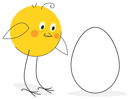 Chicken and Easter eggのイラスト素材