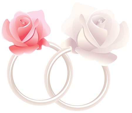 Wedding rings and rosesのイラスト素材