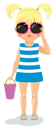 A little girl with a toy bucketのイラスト素材
