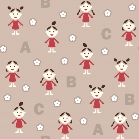 Girl and ABC - seamless backgroundのイラスト素材