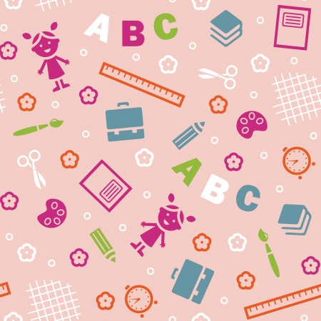 Girl and ABC - seamless backgroundのイラスト素材