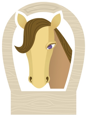 Horse muzzle in a collarのイラスト素材