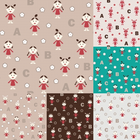 Girl and ABC - seamless backgroundのイラスト素材