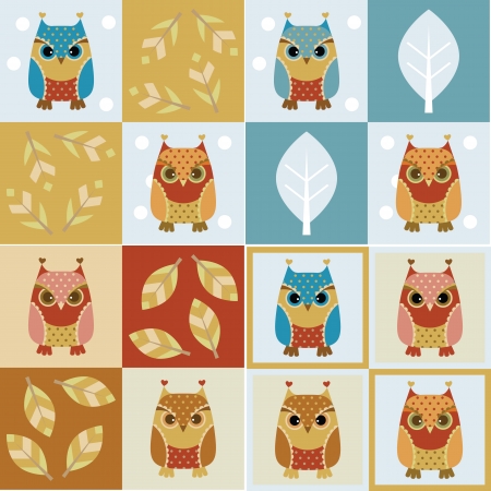 Owls - four seamless backgrounds on different layersのイラスト素材