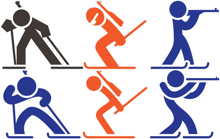 Biathlon icon setのイラスト素材