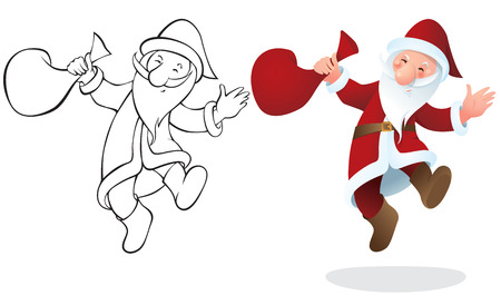 Santa Claus - color and contour illustrationsのイラスト素材