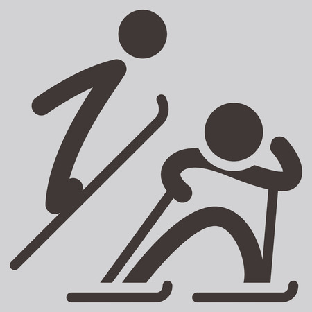 Winter sport icon - nordic combinedのイラスト素材