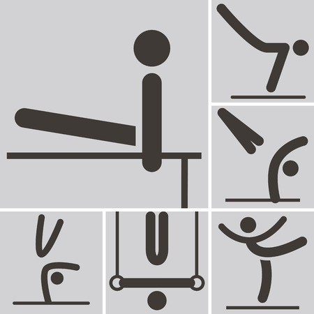 Summer sports icons set - Gymnastics Artistic iconのイラスト素材