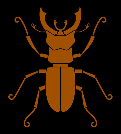 stag beetle silhouetteのイラスト素材