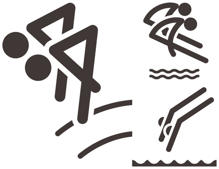 Summer sports icons set - synchronized diving iconsのイラスト素材