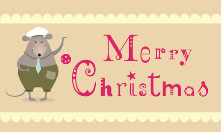 Merry Christmas mouse - greeting cardのイラスト素材