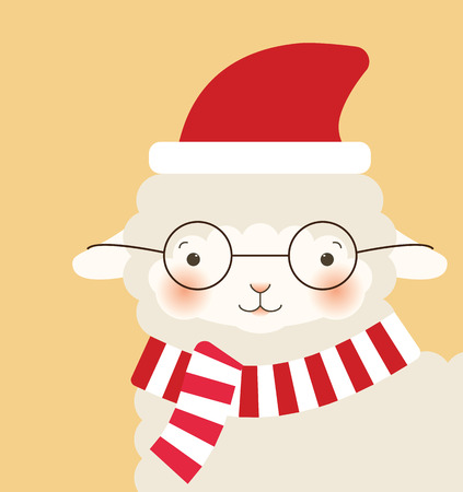 Merry Christmas goat - greeting cardのイラスト素材