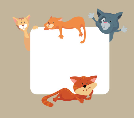 Cats around the frameのイラスト素材